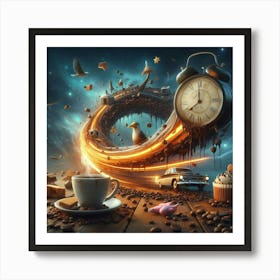 Coffee And Clock Art Print