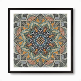 Firefly Beautiful Modern Detailed Floral Indian Mosaic Mandala Pattern In Neutral Gray, Charcoal, Si (2) Art Print