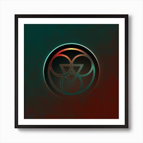 Geometric Neon Glyph on Jewel Tone Triangle Pattern 116 Art Print
