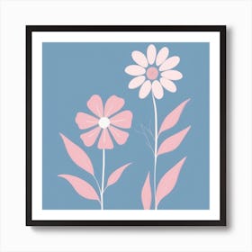 A White And Pink Flower In Minimalist Style Square Composition 315 Art Print