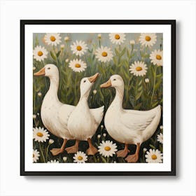 White Ducks Fairycore Painting 2 Art Print