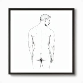 Back Of A Man, Figure Sketch, male butt Art Print