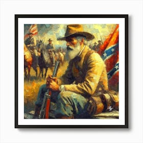 Confederate Soldier Oil Texture Art Print