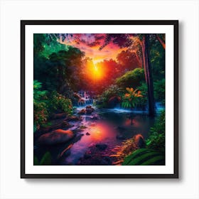 Sunset In The Jungle 4 Art Print