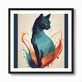 Abstract Cat Art Print