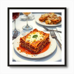 Lasagna On A Plate Art Print