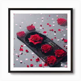 Roses On A Black Background Art Print