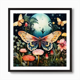 Moth On A Flower Art Print