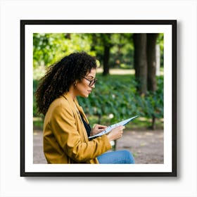 Young African American Woman Using Tablet 4 Art Print