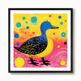 Geometric Colourful Duckling Pattern 1 Art Print