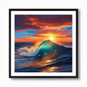 Ocean Waves At Sunset 1 Art Print