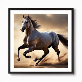 Horse Running In The Sand Art Print