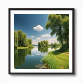 Landscape With Trees And Water Art Print
