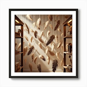 Feathers Hanging From The Ceiling Art Print