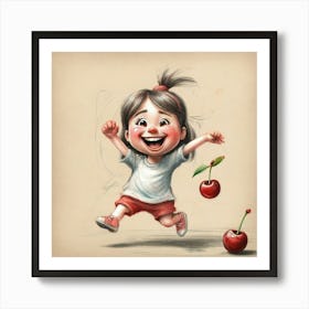 Little Girl With Cherries 3 Art Print