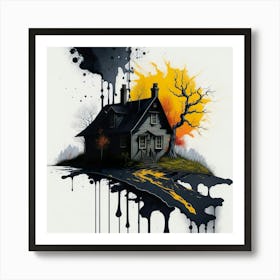 Colored House Ink Painting (95) Art Print