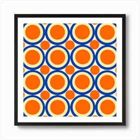 Orange And Blue Circles Vintage Geometry Mods Art Print