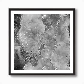 Black Glitter Agate Texture 02 Art Print