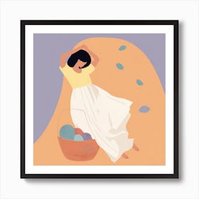 Easter Girl With Basket Art Print