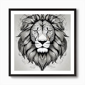 Lion Head Tattoo 3 Art Print