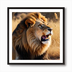 Lion Roaring Art Print