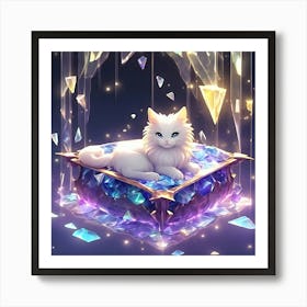 White Cat In A Box Art Print