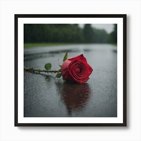 Rose In The Rain 1 Art Print