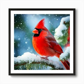 Firefly Vibrant Cardinal In Serene Snowy Winter Day 24189 (2) Poster