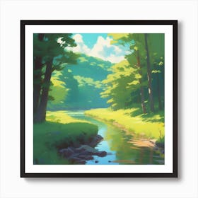 River In The Forest 43 Art Print