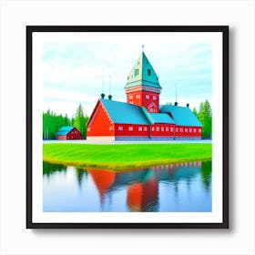 Red Barn In Finland Art Print