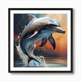 Dolphin Jumping Art Print