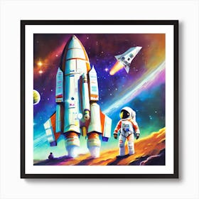 Astronaut In Space Art Print