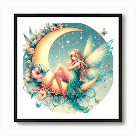 Fairy On The Moon Art Print