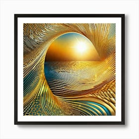 Golden ocean waves Art Print