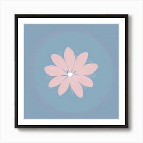 A White And Pink Flower In Minimalist Style Square Composition 464 Art Print