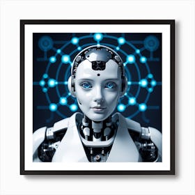 Robot Woman With Blue Eyes 1 Art Print