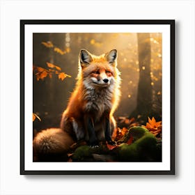 Red Fox In The Forest art print Art Print