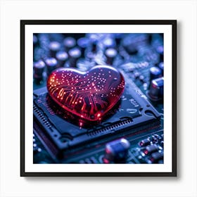 Heart On A Circuit Board Art Print