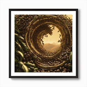 Coffee Beans In A Spiral Art Print