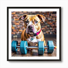 Dog With Dumbbells 1 Art Print