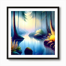 Forest At Night 2 Art Print