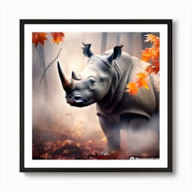 Rhino In The Forest Art Print