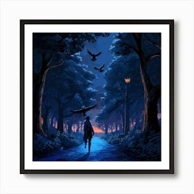 Forest At Night Art Print