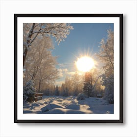 Winter Sun In The Forest Art Print