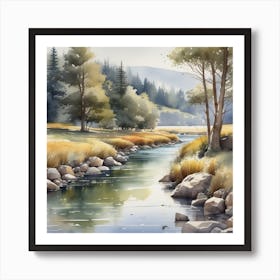 Watercolor Of A River 2 Art Print