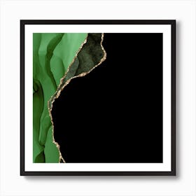 Green & Gold Agate Texture 09 Art Print