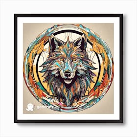 Wolf In A Circle Art Print