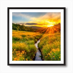 Sunset In The Meadow Art Print