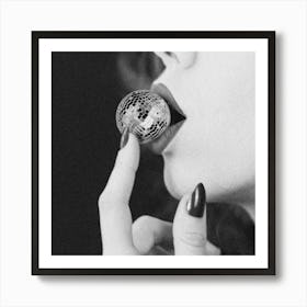 EAT me - Female Disco Lips Art Print - SQUARE Art Print