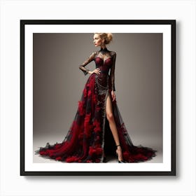 Woman In A Red Dress 7 Art Print